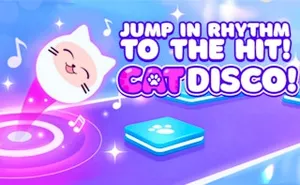 Jump in Rhythm to the Hit! Cat Disco! - music game, play online free, no download
