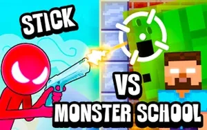 Stickman vs Monster School - action game, play online free, no download